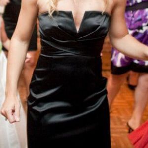 White House black market satin strapless dress